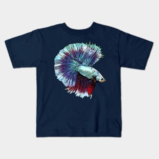 Aqua and Red Betta Kids T-Shirt